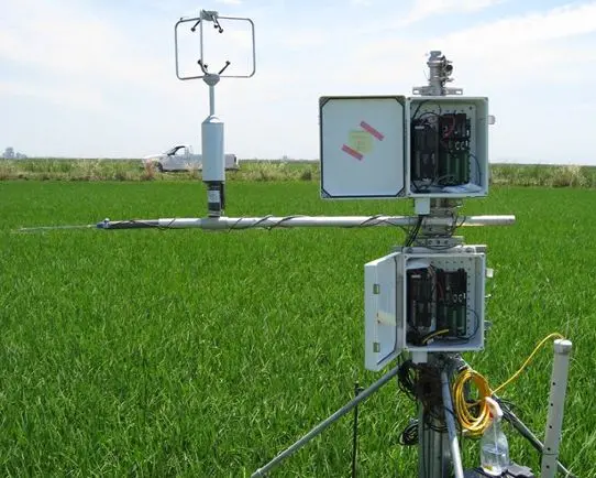 Blå himmel och vit mätare på fält