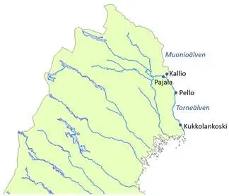 Stationerna Pajala och Kallio ligger nära varandra i varsin älvgren precis innan sammanflödet. Pello  och Kukkolankoski ligger nedströms i Torneälven