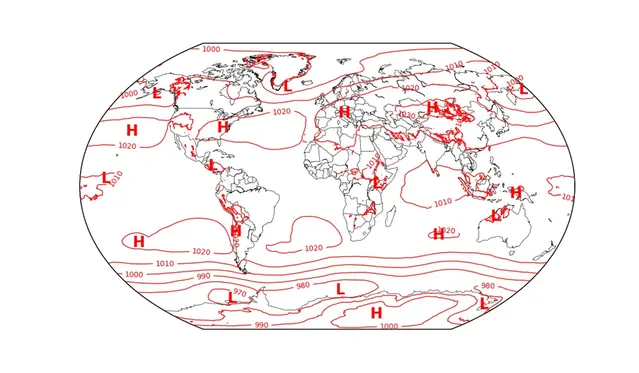 Globalt medellufttryck november 2020